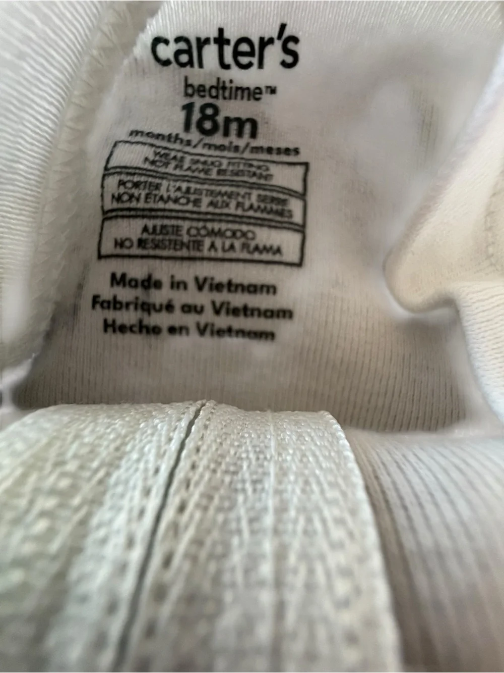 Carter’s Monster Footed Zip Sleeper Pajamas 18M White Cotton
